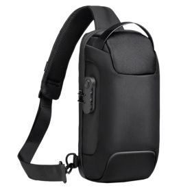 Men's Sling Backpack Waterproof Anti-theft Shoulder Crossbody Chest Bag Messenger Sling Bag Daypack with USB Charging Port (Color: Black)